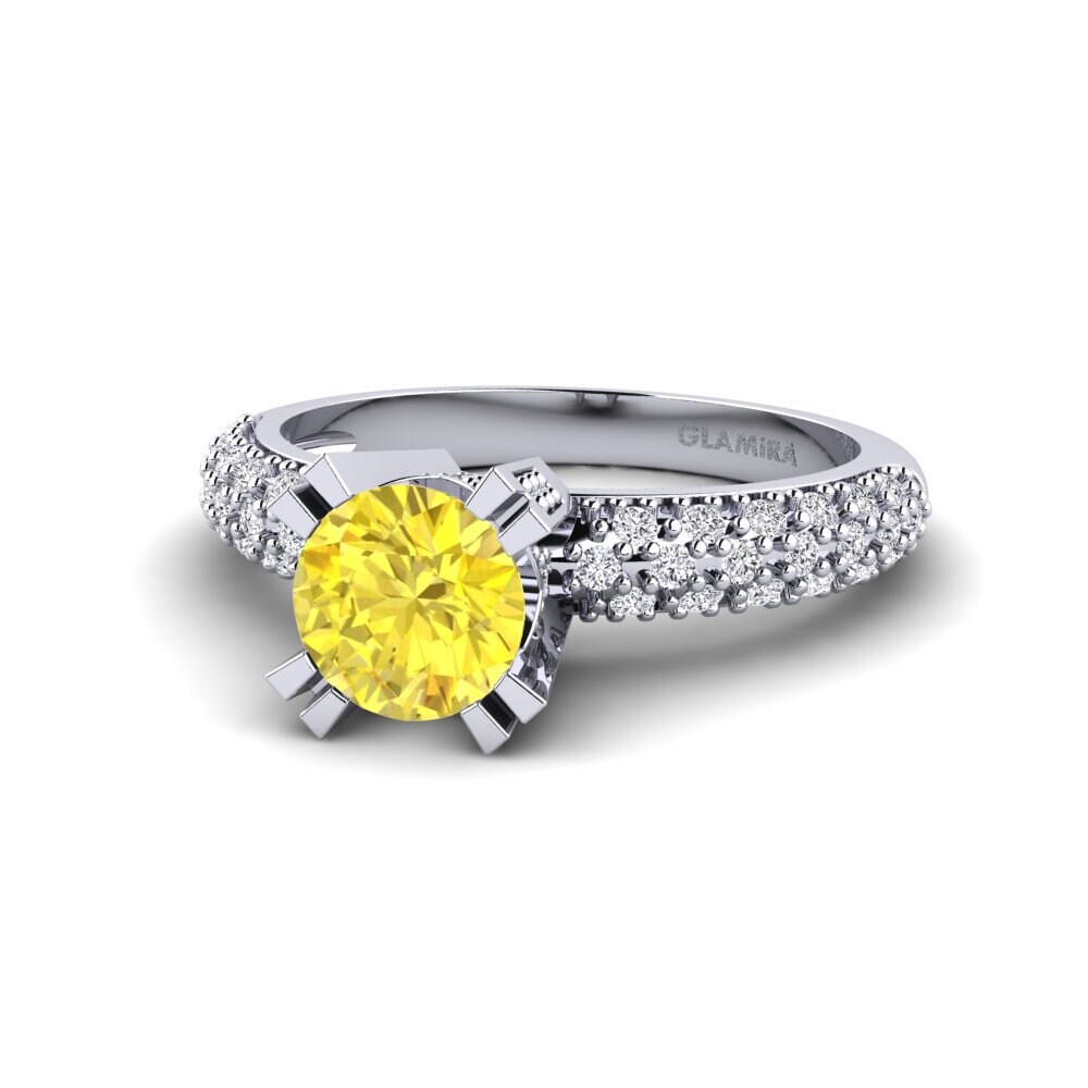 Gul safir Brudesæt Swanky Ring A
