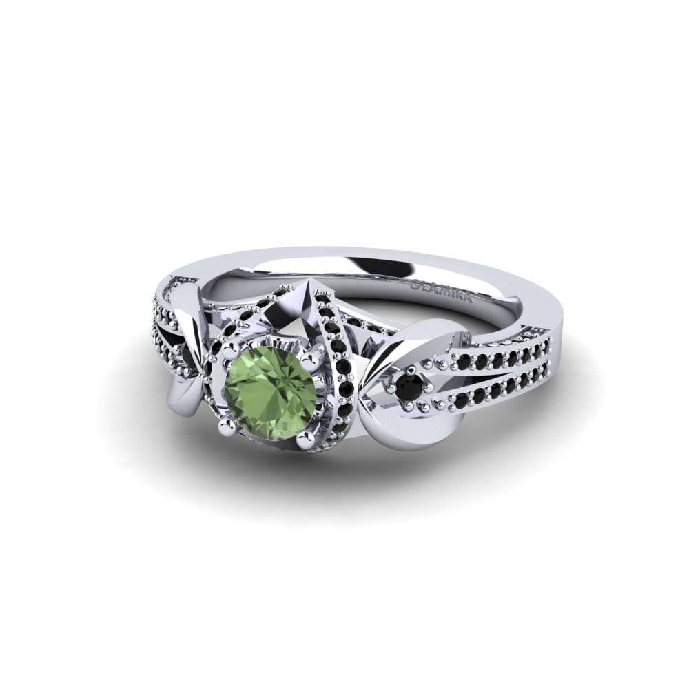 Green Sapphire Bridal Set Crinkly Ring A