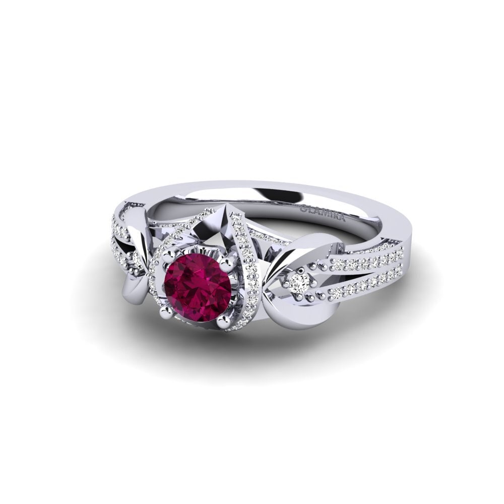 Đá Rhodolite Bộ cô dâu Crinkly Ring A