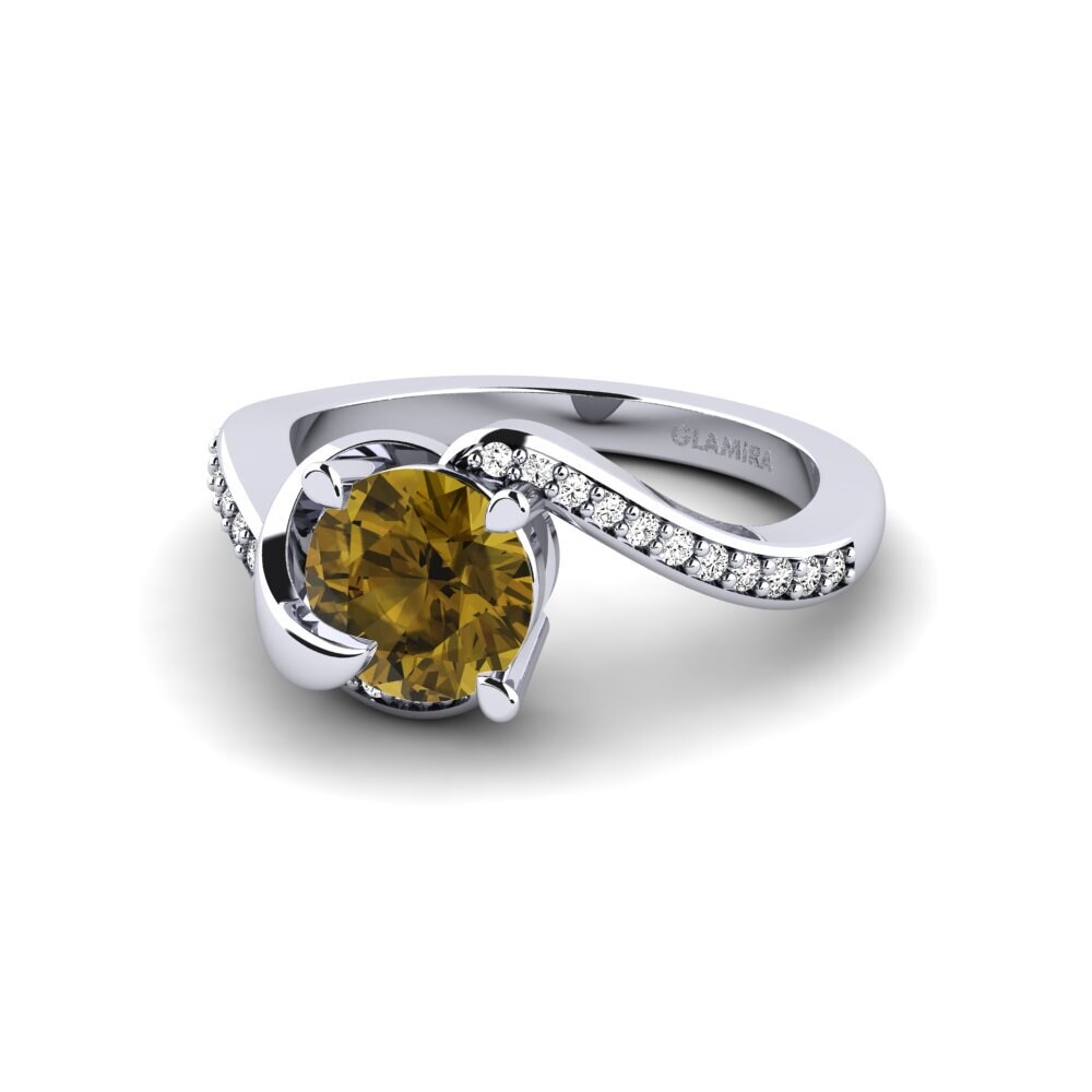 Brown Zircon Bridal Set Sinuous Ring A