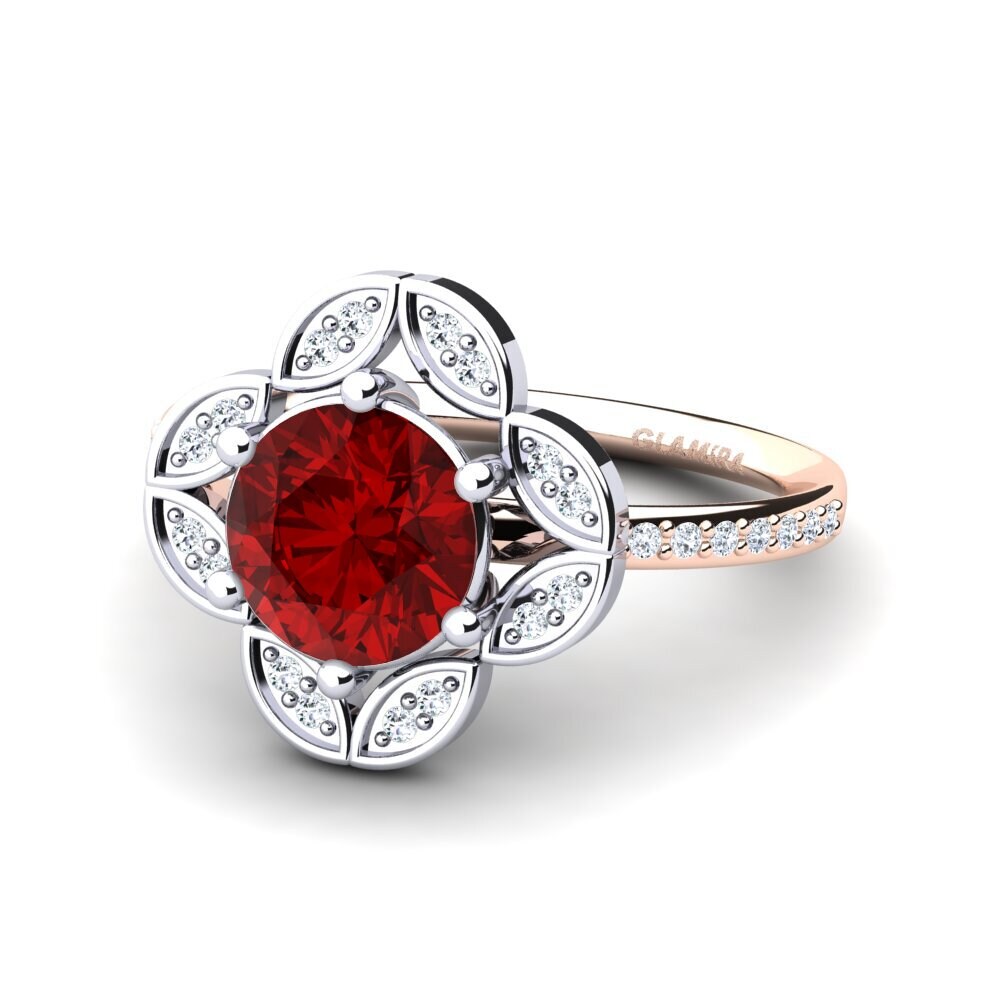 14k Oro Blanco & Rosa Rubí (Creado en laboratorio) Anillo Dabria