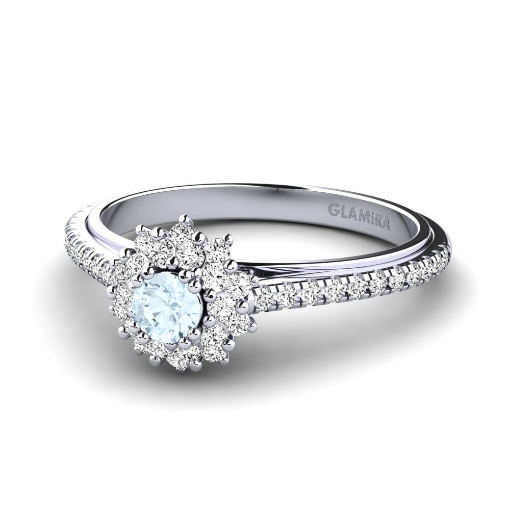 Aquamarine Engagement Ring Daffney 0.16 crt