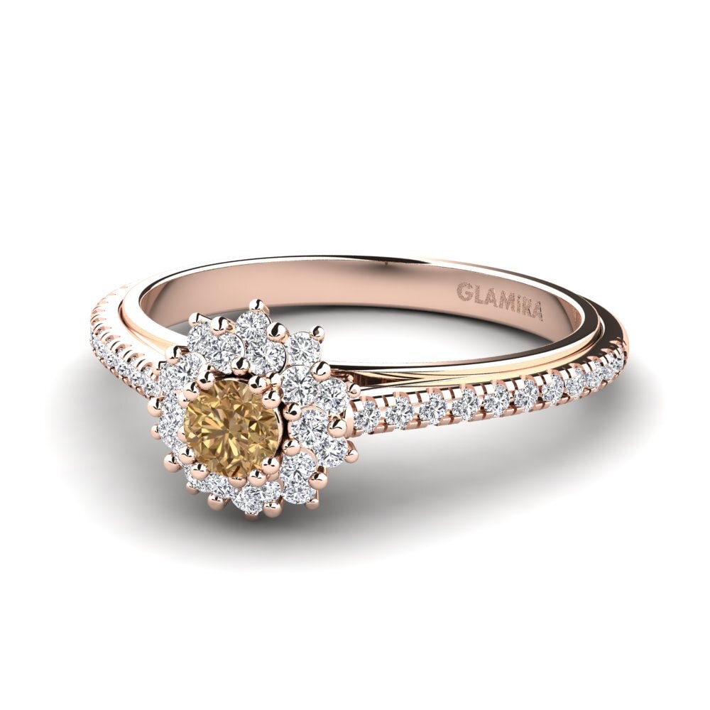14k Oro Rosa Diamante café Anillo de compromiso Daffney 0.16 crt