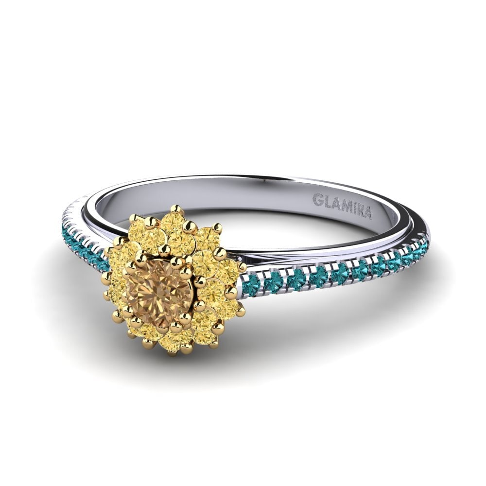18k Oro Blanco & Amarillo Anillo de compromiso Daffney 0.16 crt