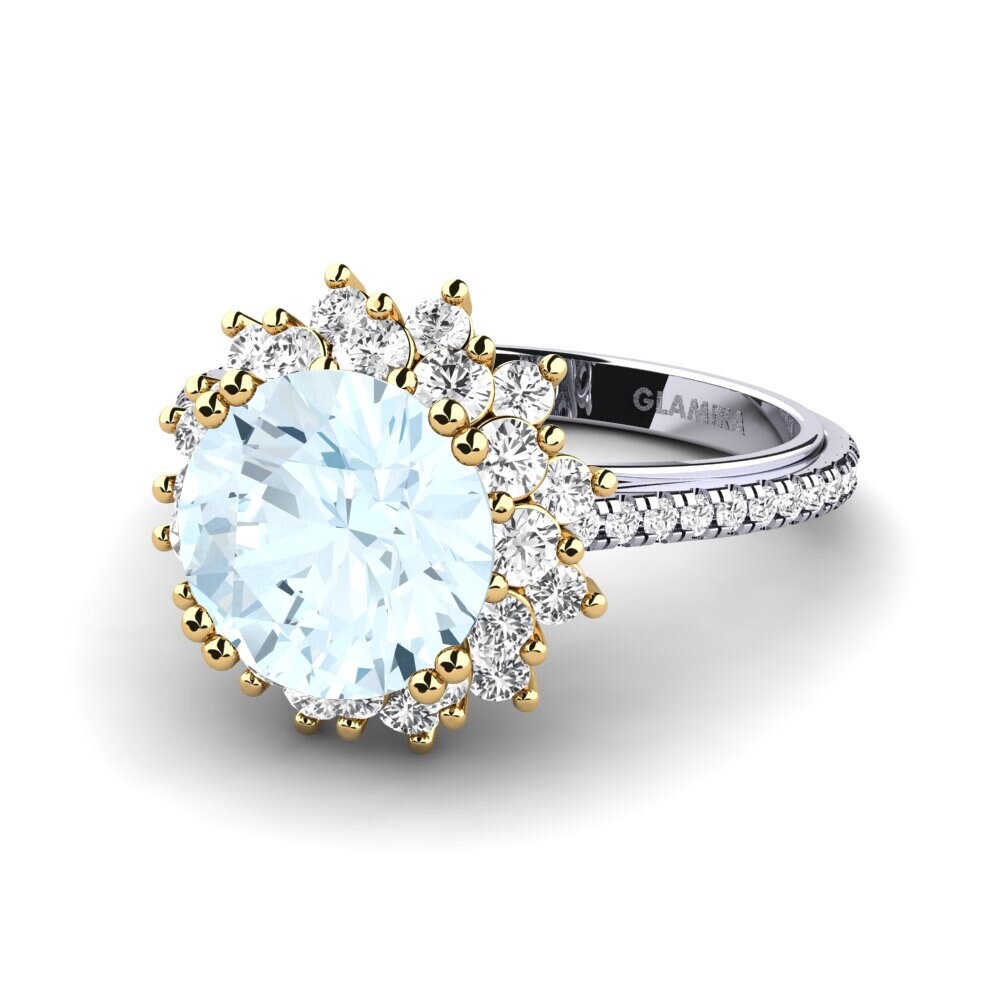 14k Oro Blanco / Amarillo Anillo de compromiso Daffney 3.0 crt