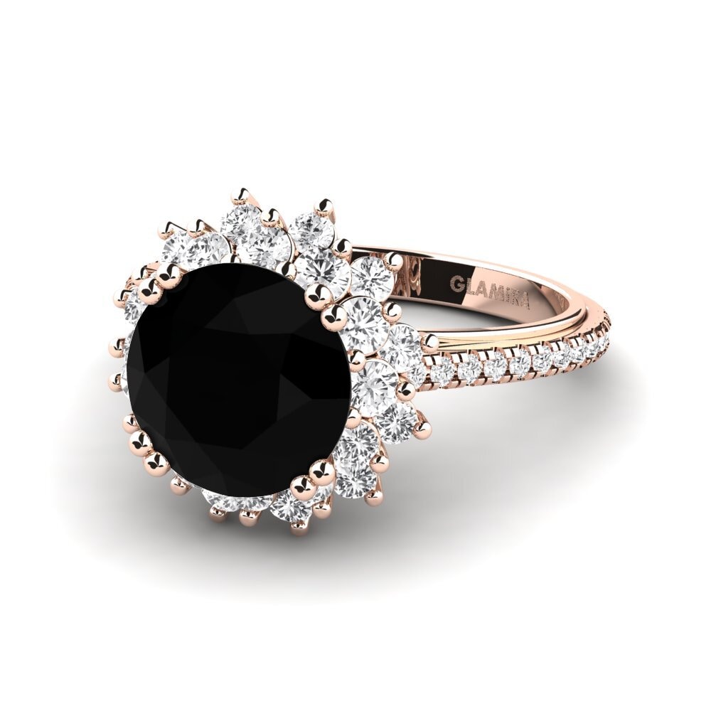 9k Rose Gold Black Onyx Engagement Ring Daffney 3.0 crt