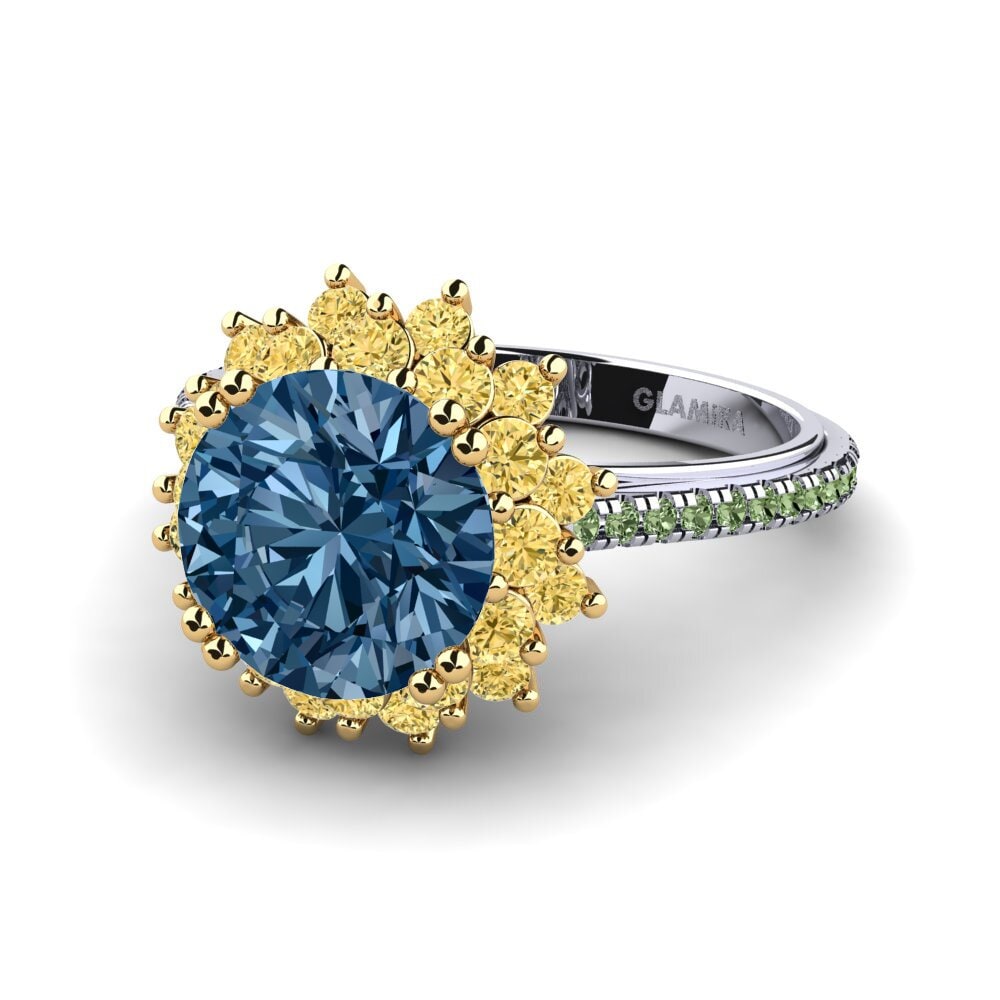 18k Oro Blanco & Amarillo Anillo de compromiso Daffney 3.0 crt