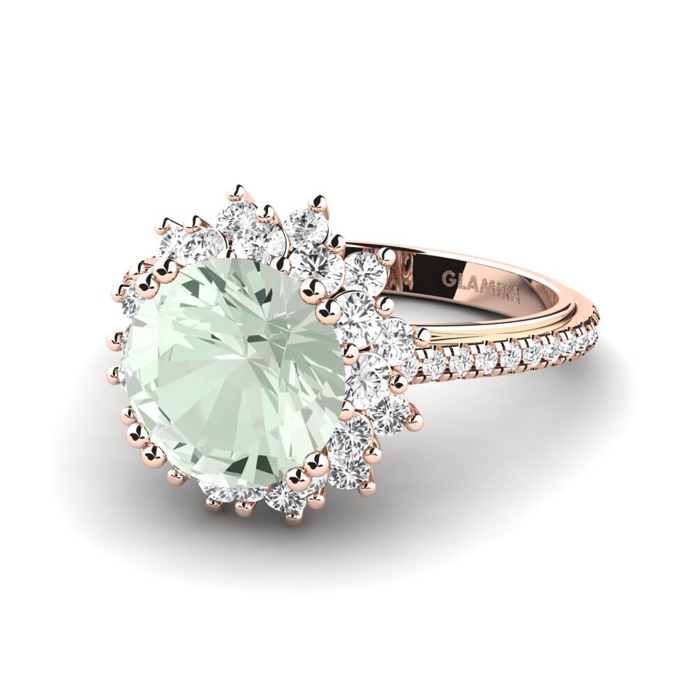 9k Rose Gold Green Amethyst Engagement Ring Daffney 3.0 crt