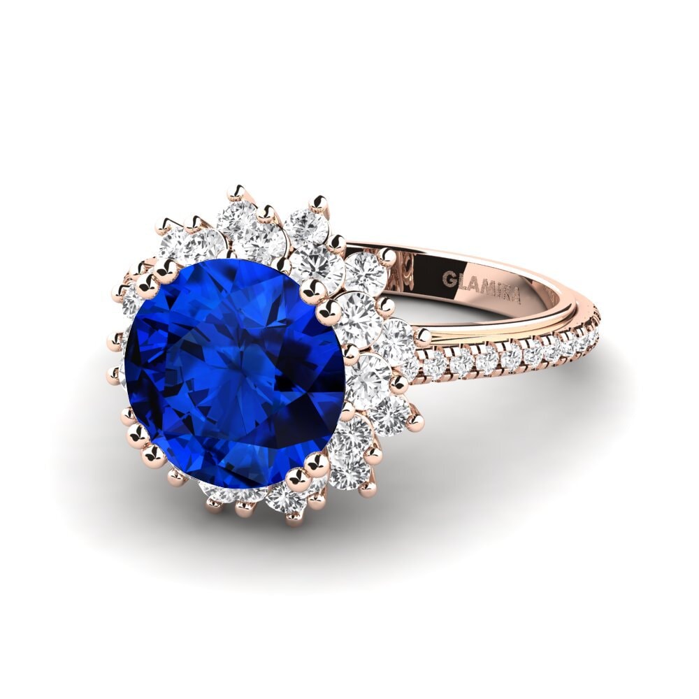 9k Rose Gold Sapphire (Lab Created) Engagement Ring Daffney 3.0 crt