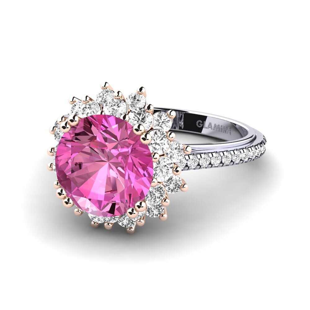 14k White & Rose Gold Pink Topaz Engagement Ring Daffney 3.0 crt