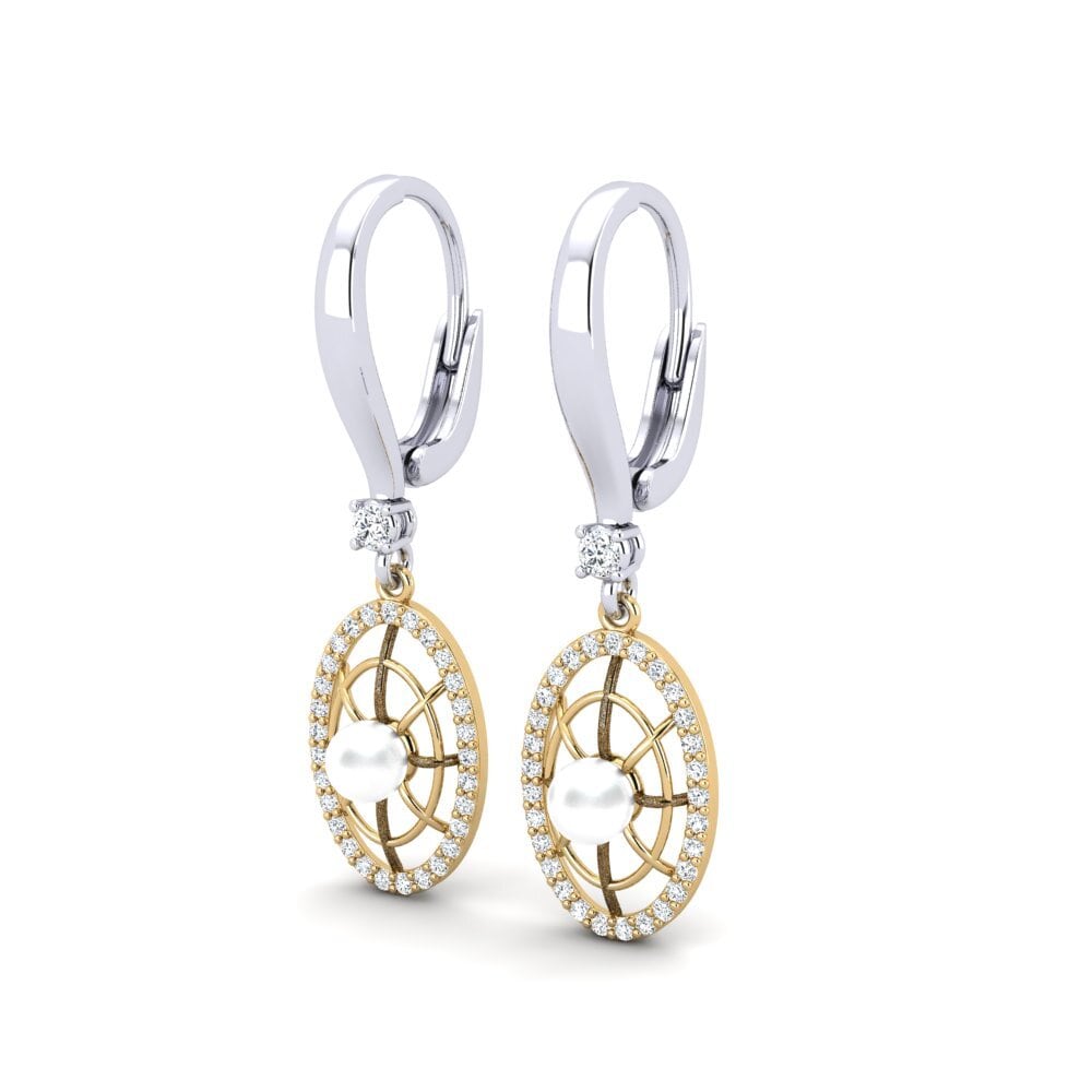 14k Oro Blanco & Amarillo Pendiente de mujer Daftilasaj