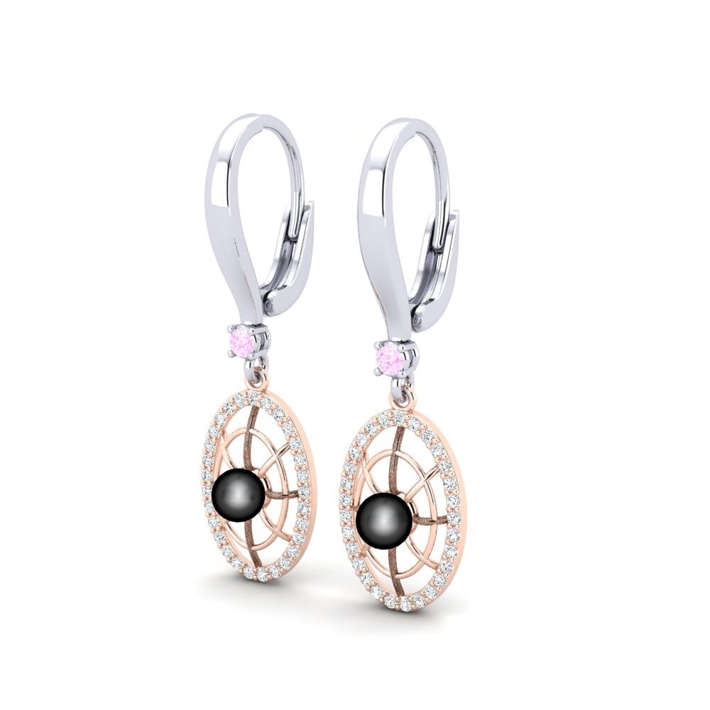 14k Oro Blanco & Rosa Zafiro Rosado Pendiente de mujer Daftilasaj