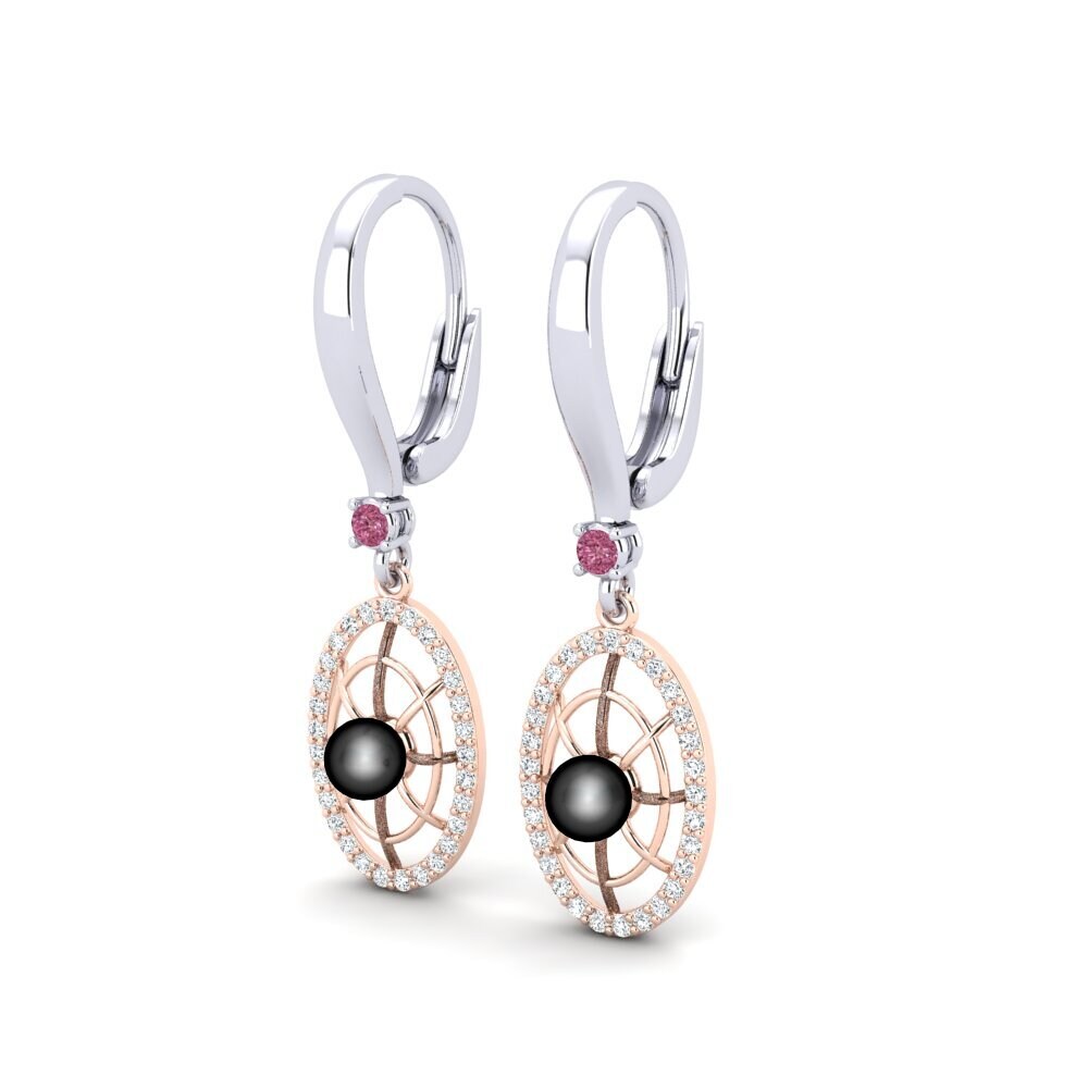 9ct White & Rose Gold Rhodolite Garnet Women's Earring Daftilasaj