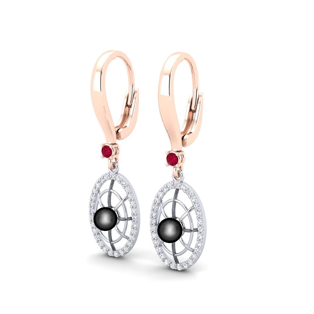 9k Oro Rosa & Blanco Rubí Pendiente de mujer Daftilasaj