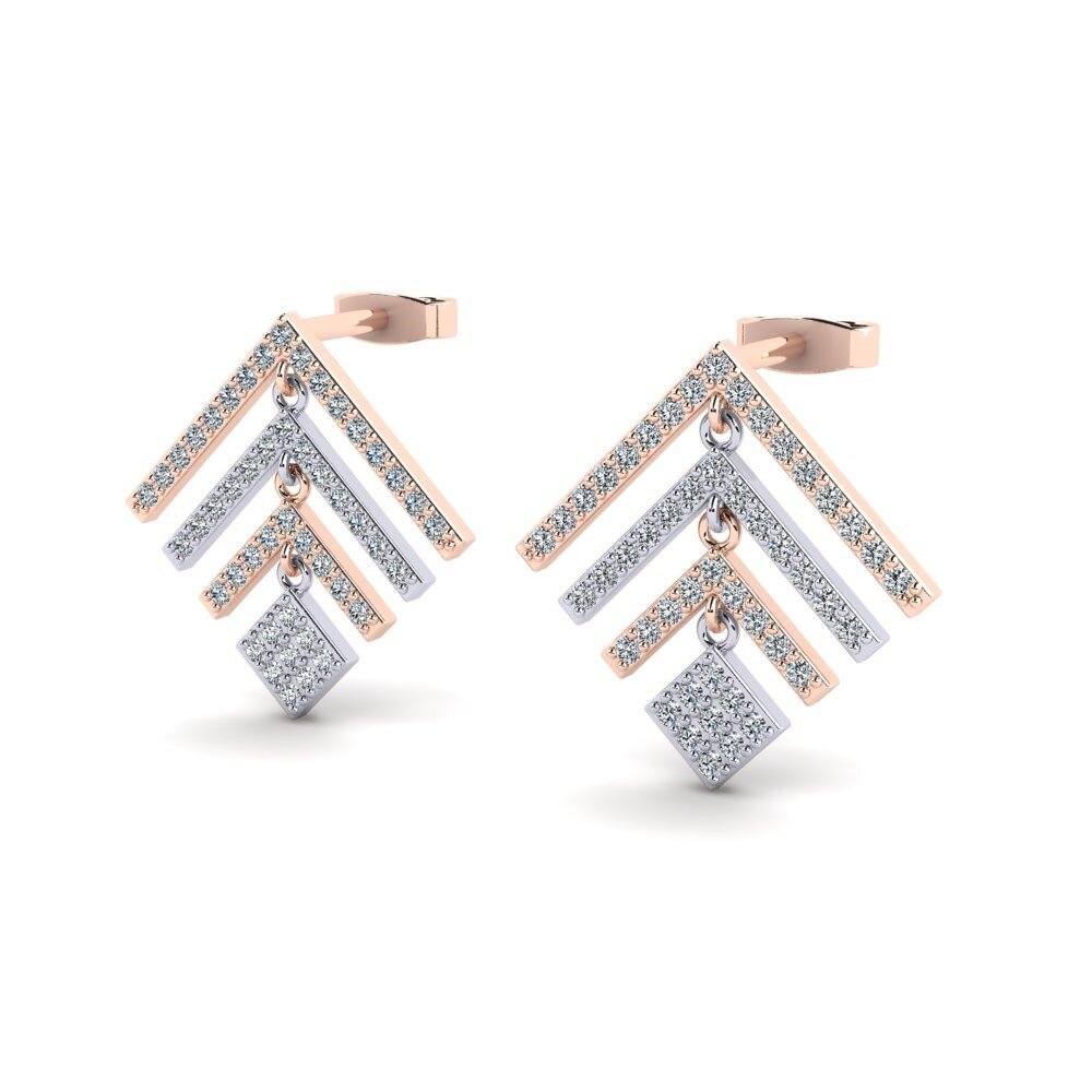 9k Oro Rosa & Blanco Pendiente de mujer Dag