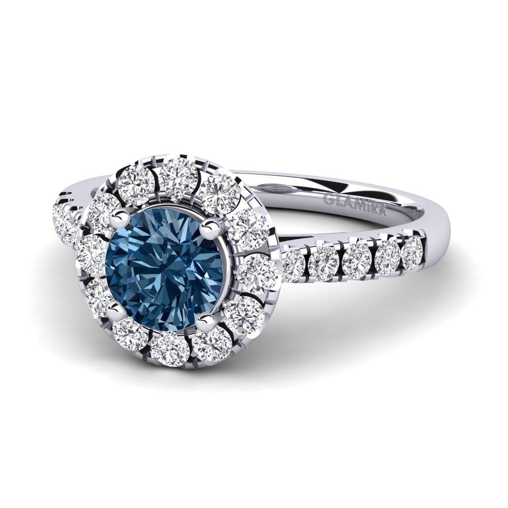 Blue Diamond Engagement Ring Daisy