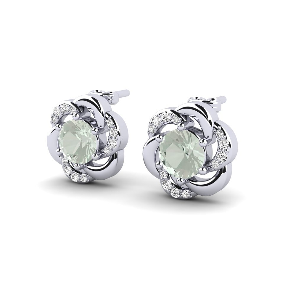 14k Oro Blanco Amatista verde Pendiente de mujer Dajana