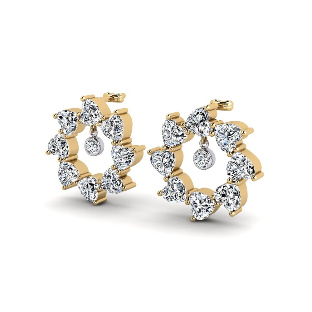 14k Oro Amarillo/Blanco Corazón Pendiente de mujer Dakila