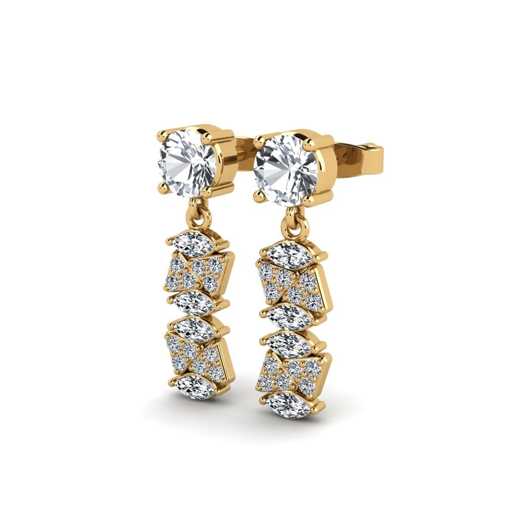 14ct Yellow Gold White Zircon Women's Earring Daktyls