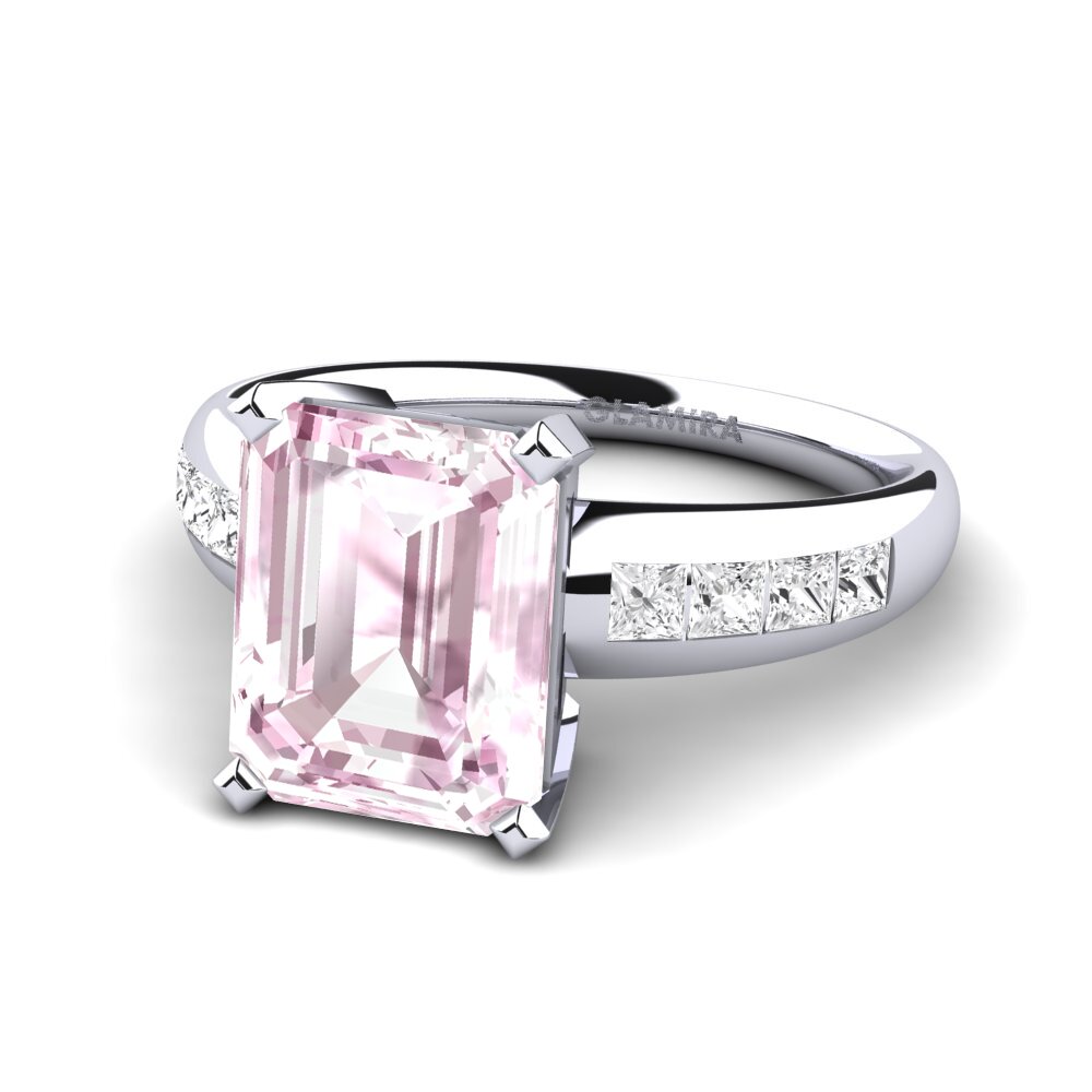 White Silver Kunzite Engagement Ring Dalinda