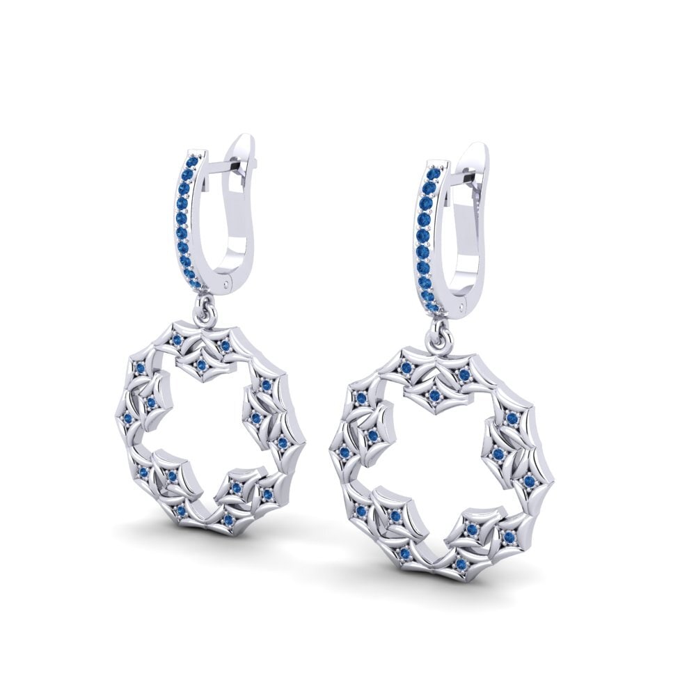 Zircônia azul escuro Brincos Feminino Damier