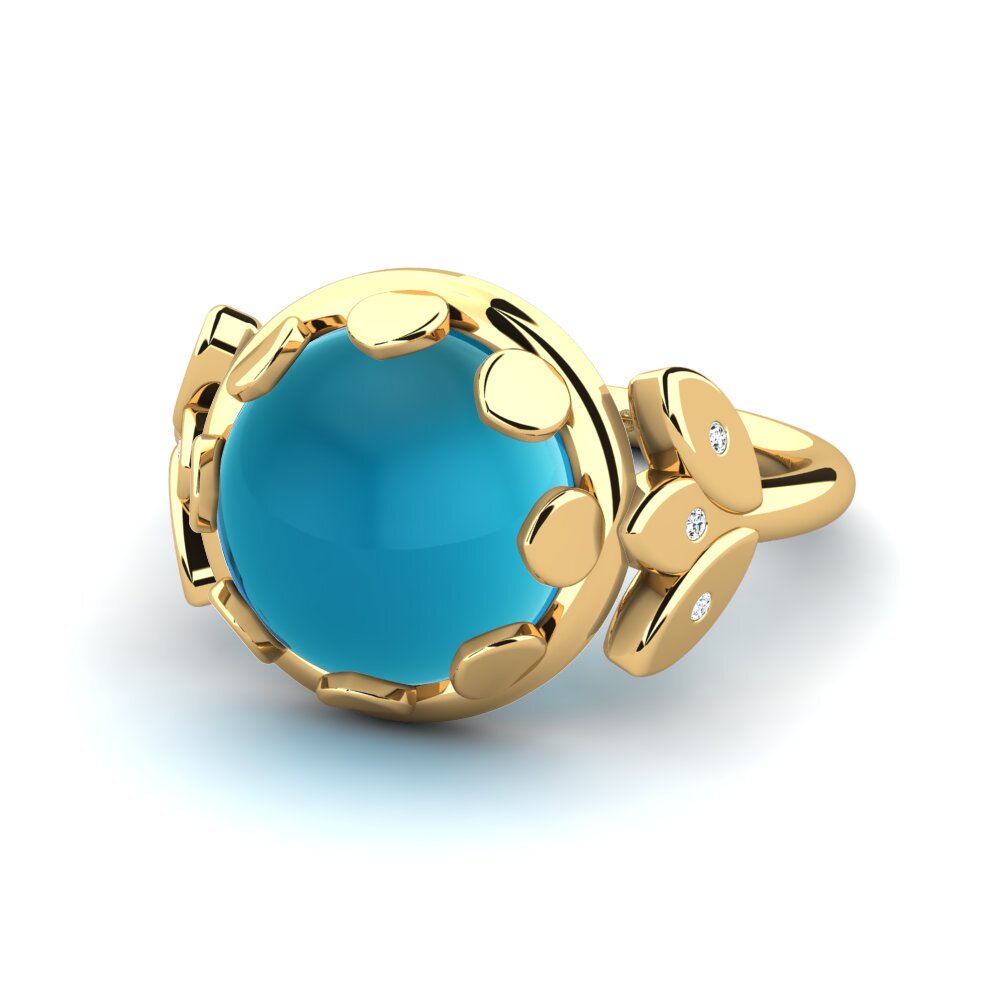 9k Oro Amarillo Topacio Azul Cabujón Anillo Danaline