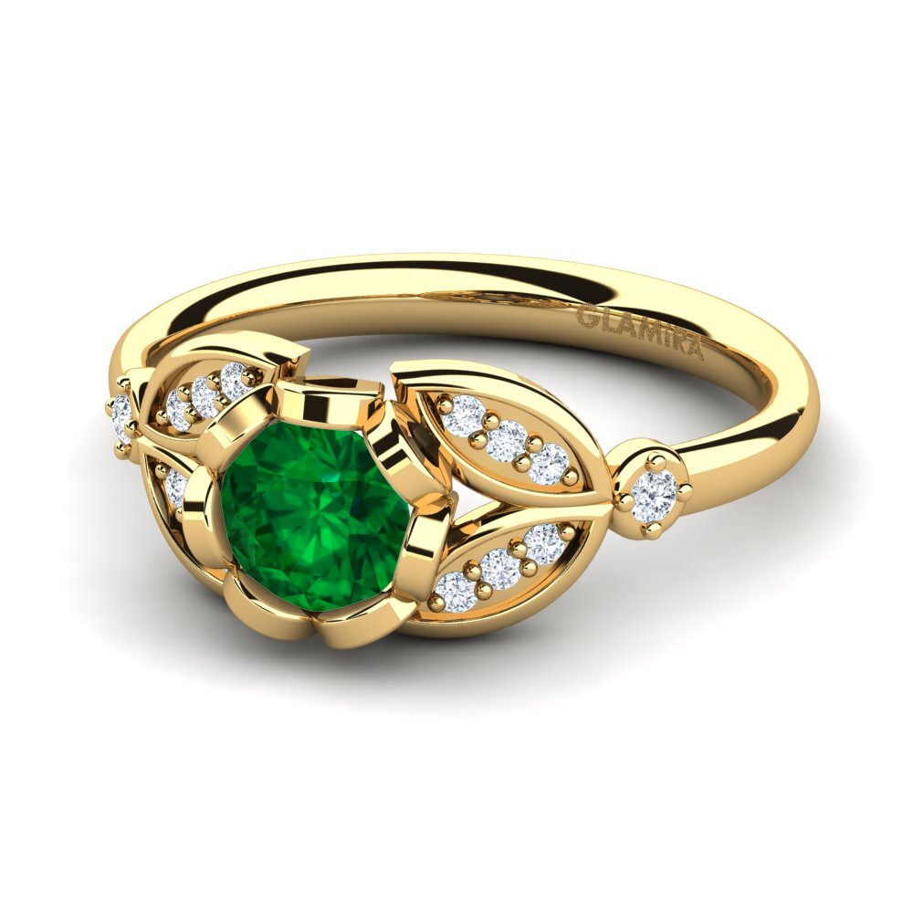 14ct Yellow Gold Emerald (Lab Created) Ring Danika