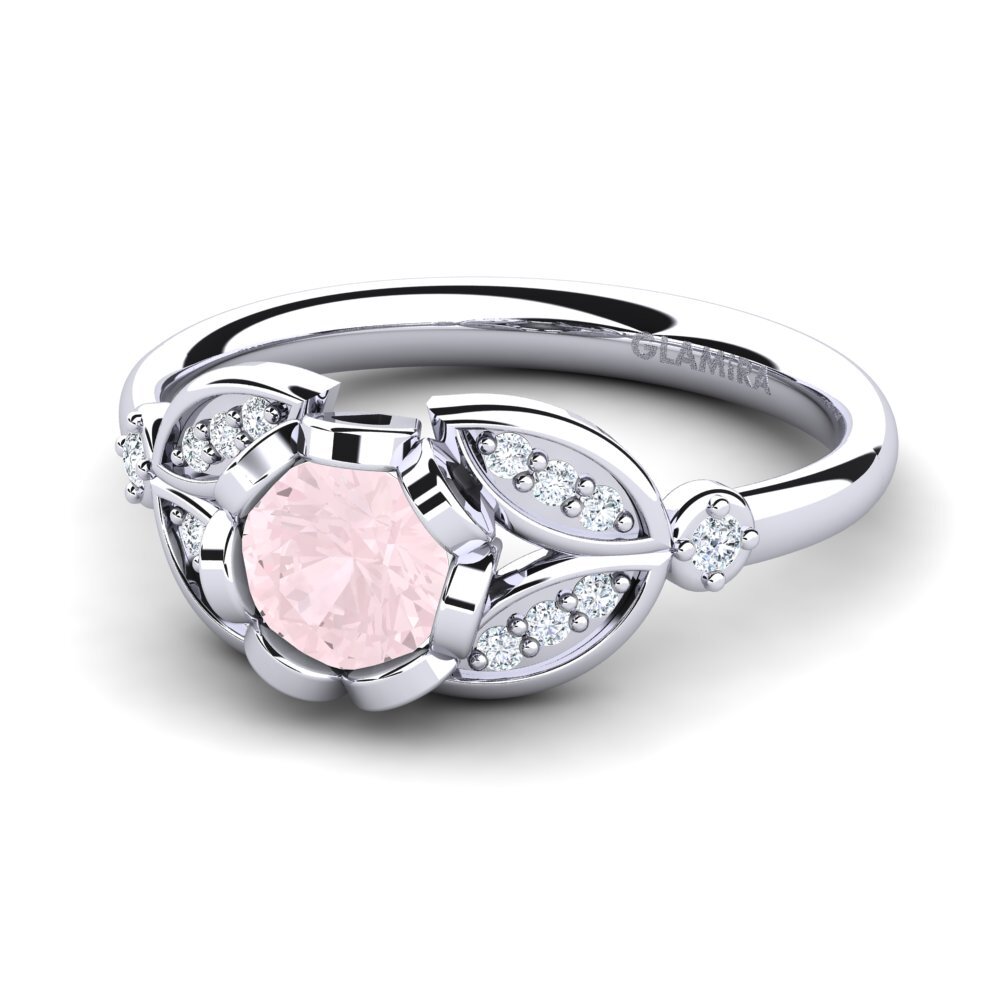 Or Blanc 9k Quartz Rose Bague Danika