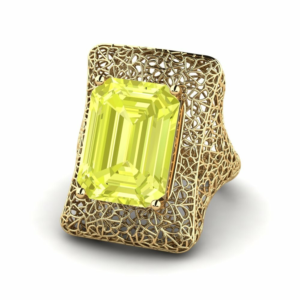 Bagues Or Jaune 14k Quartz Citron Fusion