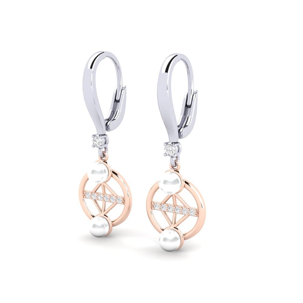 9ct White & Rose Gold White sapphire Women's Earring Danrilobas
