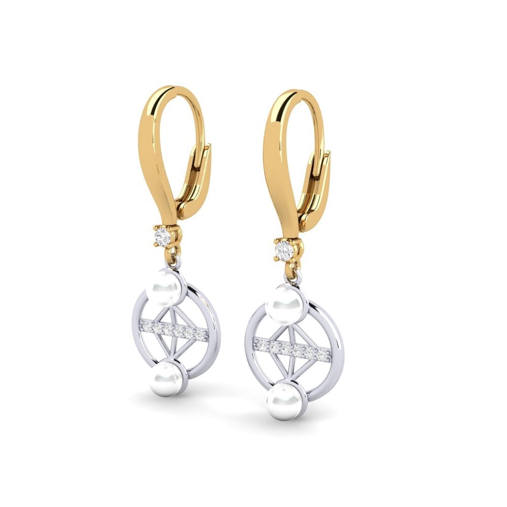 14k Oro Amarillo & Blanco Zafiro blanco Pendiente de mujer Danrilobas
