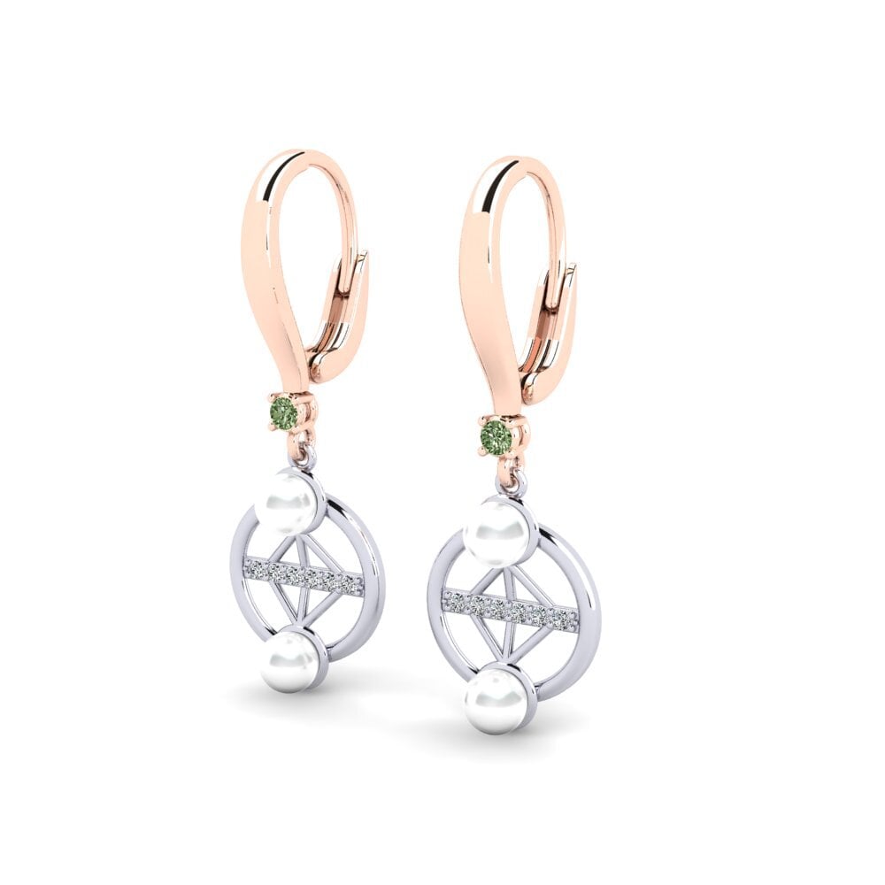 9k Oro Rosa & Blanco Diamante Verde Pendiente de mujer Danrilobas