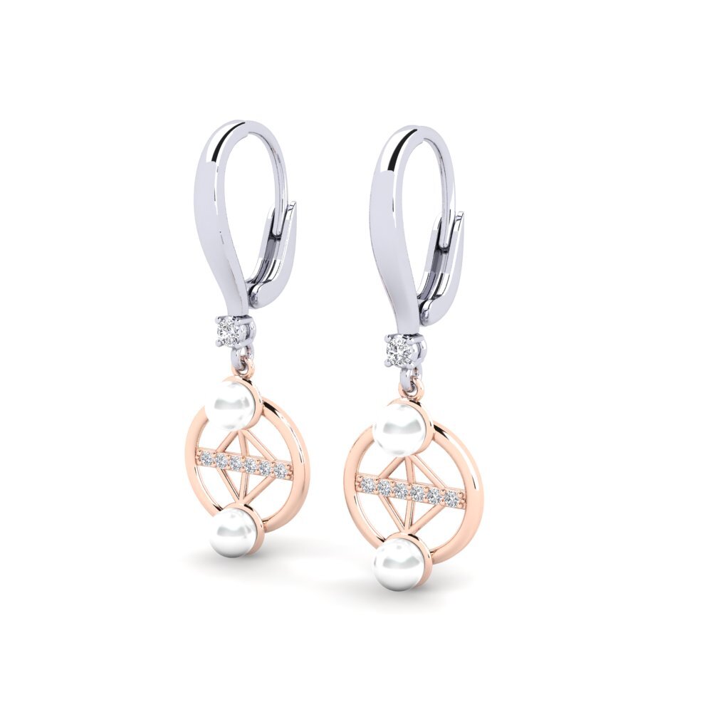 14k Oro Blanco & Rosa Diamante cultivado en laboratorio Pendiente de mujer Danrilobas