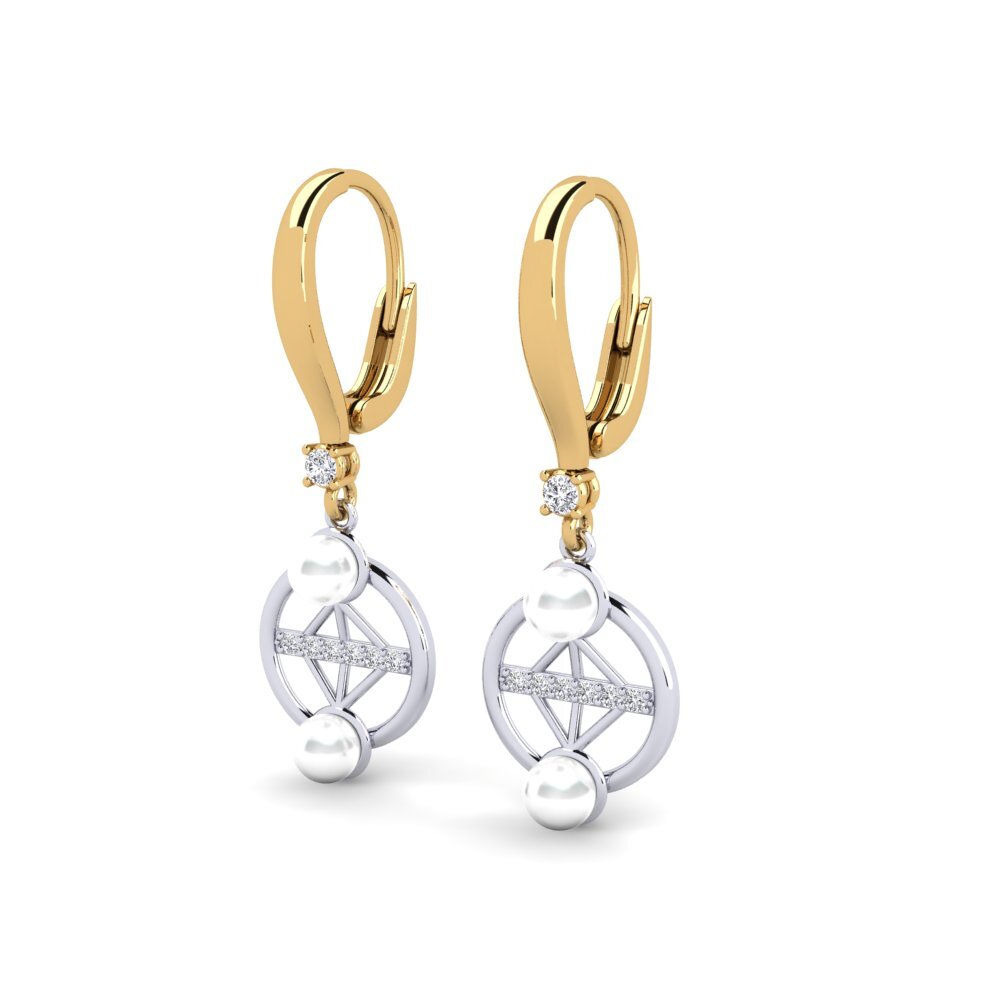 14k Oro Amarillo & Blanco Diamante cultivado en laboratorio Pendiente de mujer Danrilobas