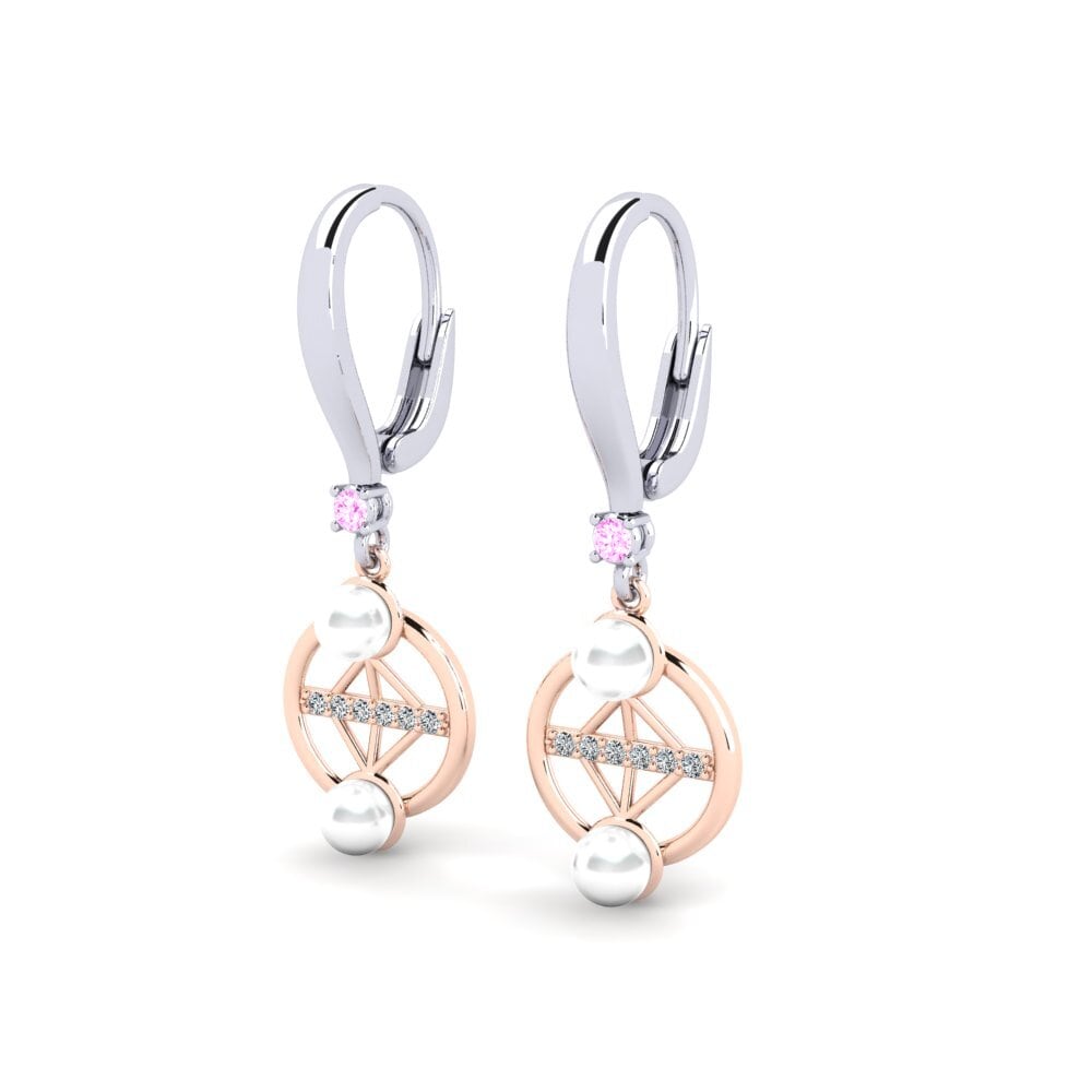 14k Oro Blanco & Rosa Zafiro Rosado Pendiente de mujer Danrilobas