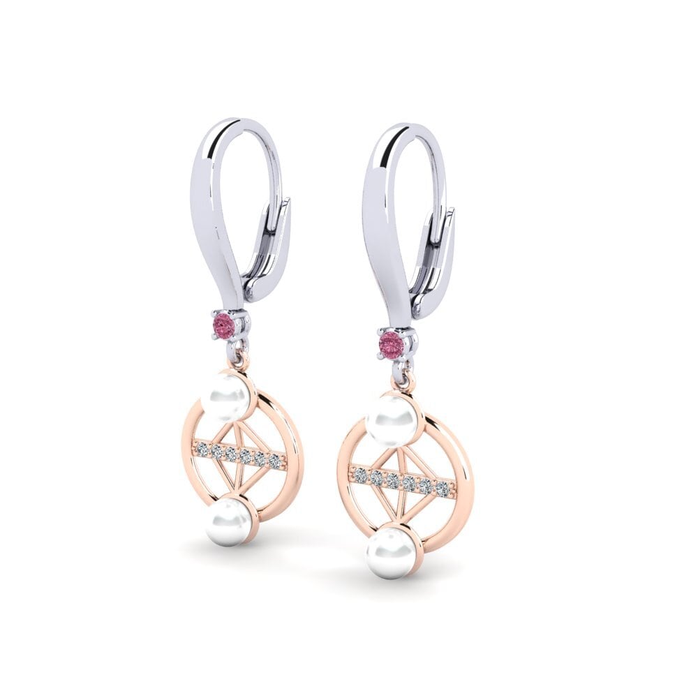 9ct White & Rose Gold Rhodolite Garnet Women's Earring Danrilobas