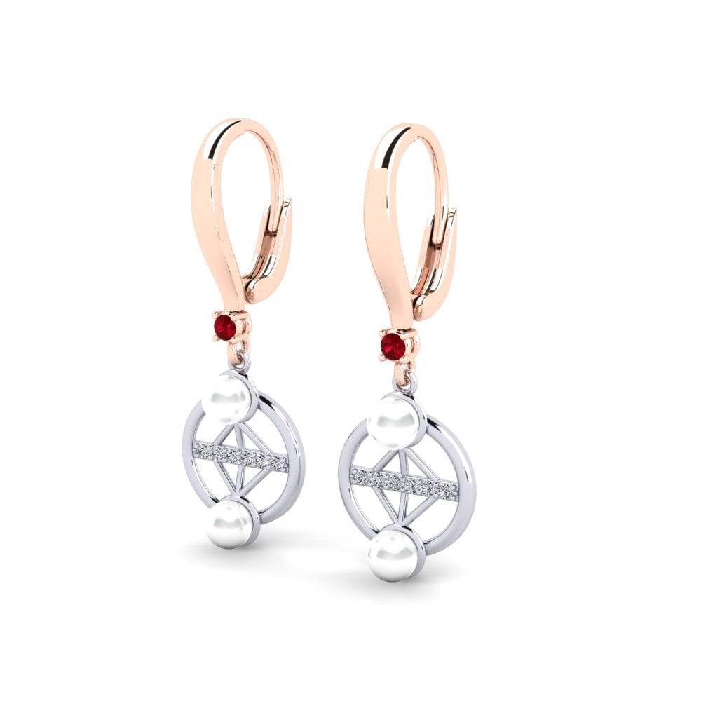 9k Oro Rosa & Blanco Circonita Roja Pendiente de mujer Danrilobas