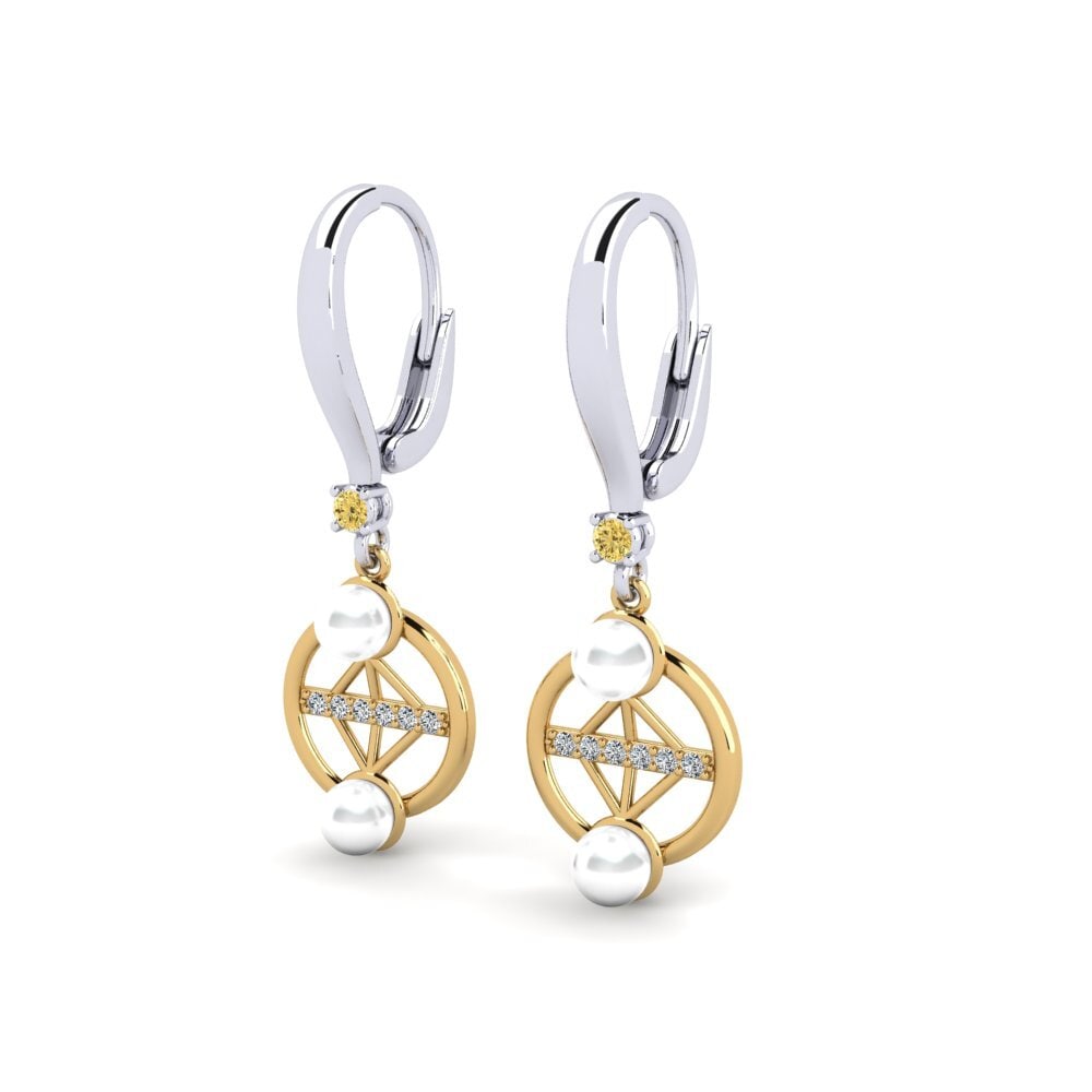 18ct White & Yellow Gold Yellow Diamond Women's Earring Danrilobas