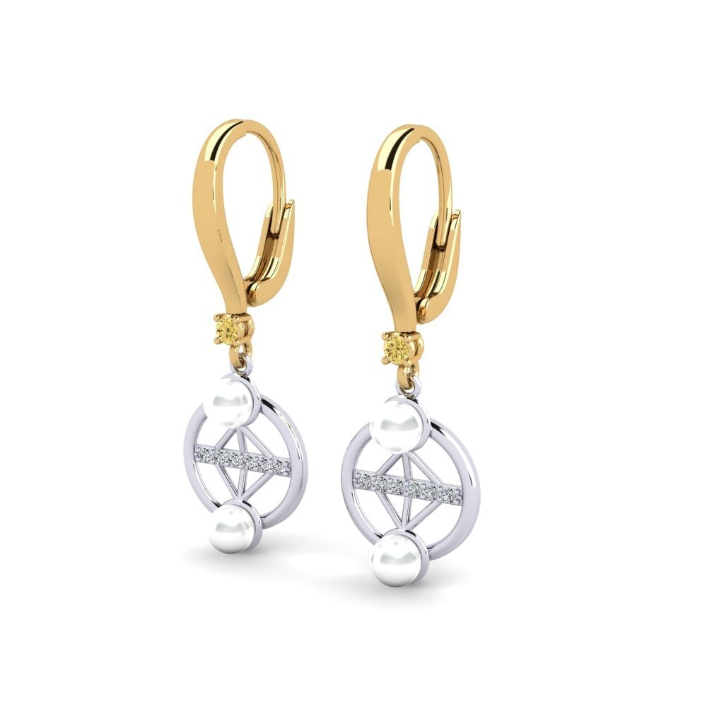 18ct Yellow & White Gold Yellow Diamond Women's Earring Danrilobas