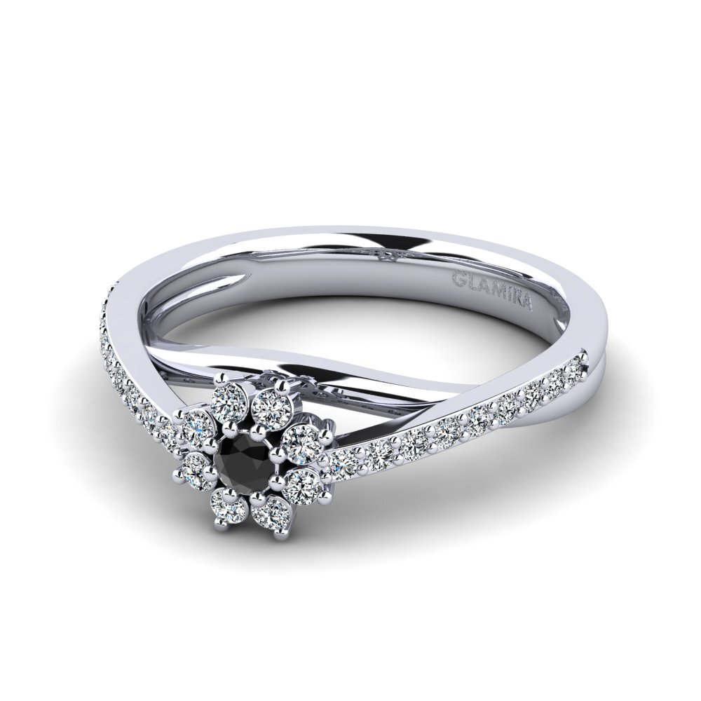 White Silver Black Onyx Women's Ring Dansome