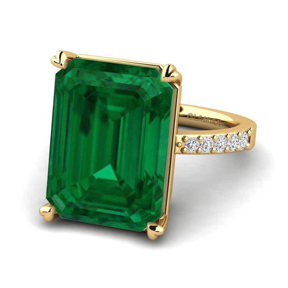 14ct Yellow Gold Emerald (Lab Created) Ring Darcie