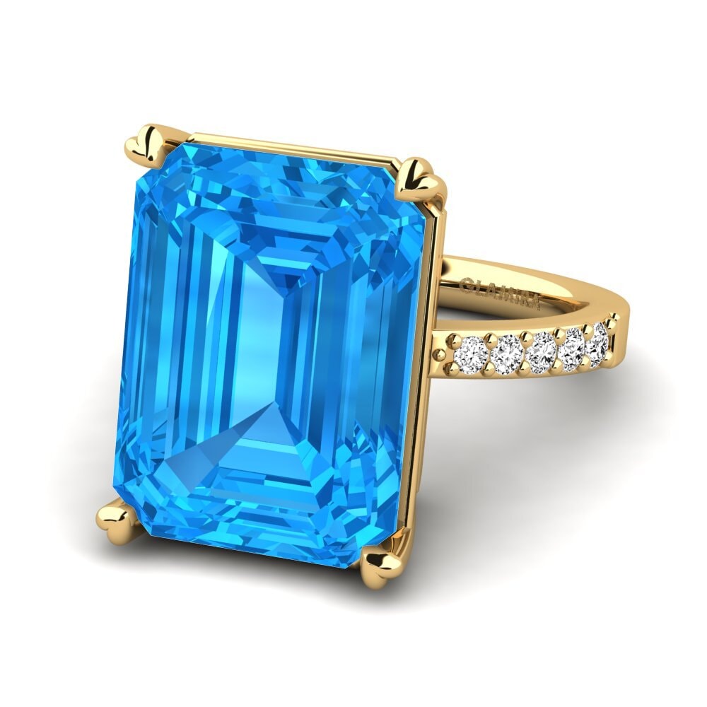 14ct Yellow Gold Blue Topaz Ring Darcie