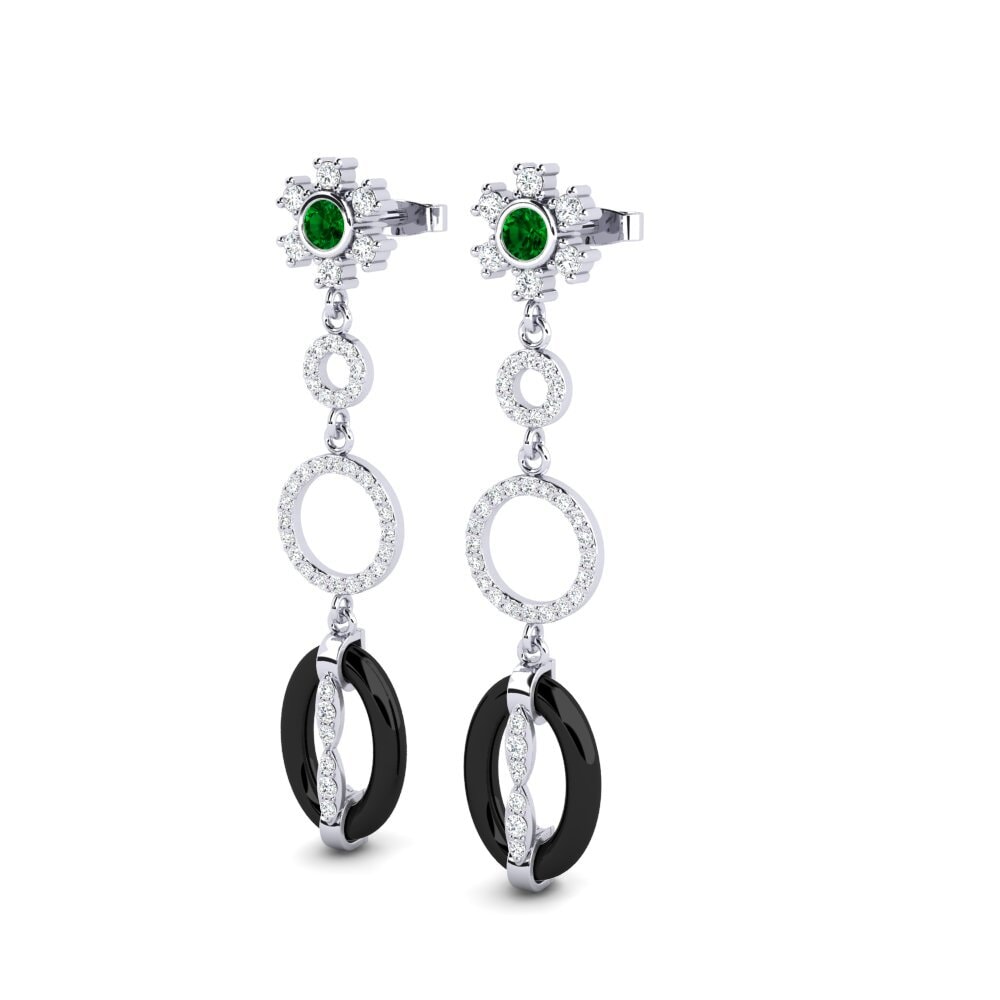 White Silver Green Zirconia Women's Earring Dardana
