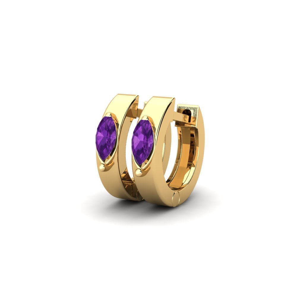 14k Oro Amarillo Amatista Pendiente de mujer Darejani