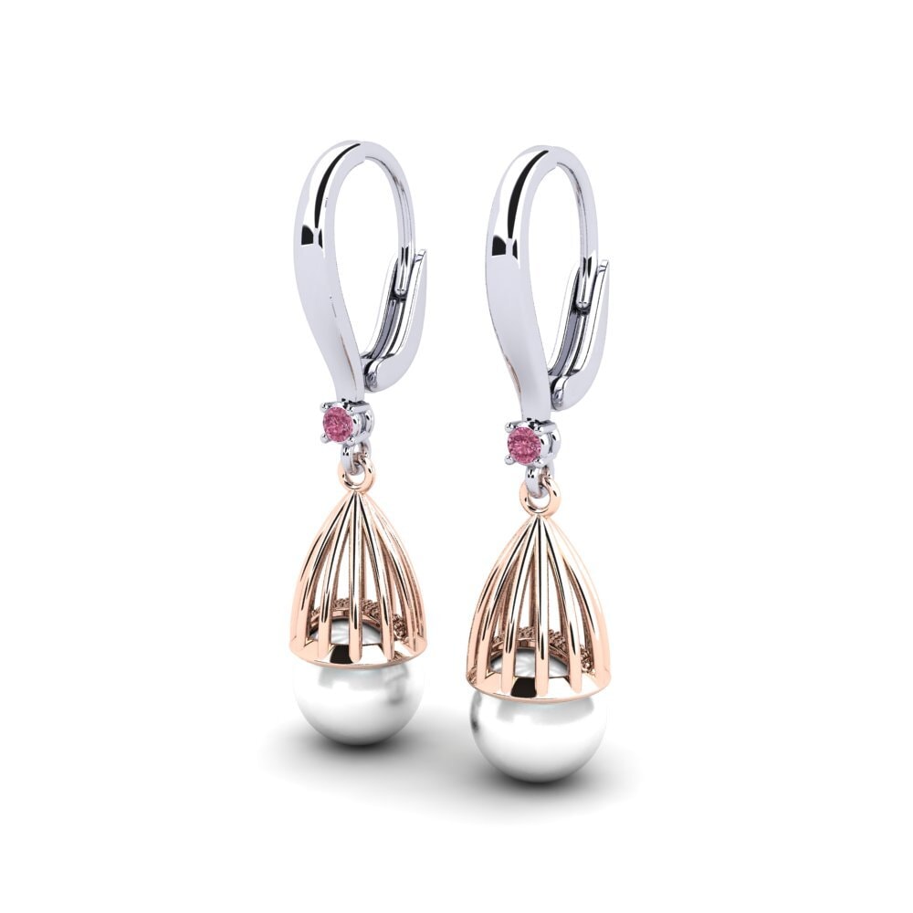9ct White & Rose Gold Rhodolite Garnet Women's Earring Daretojan