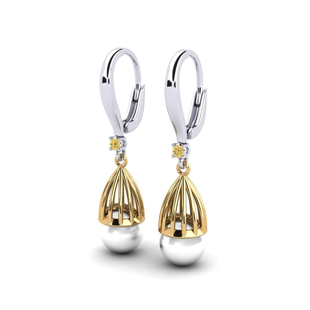 18ct White & Yellow Gold Yellow Diamond Women's Earring Daretojan
