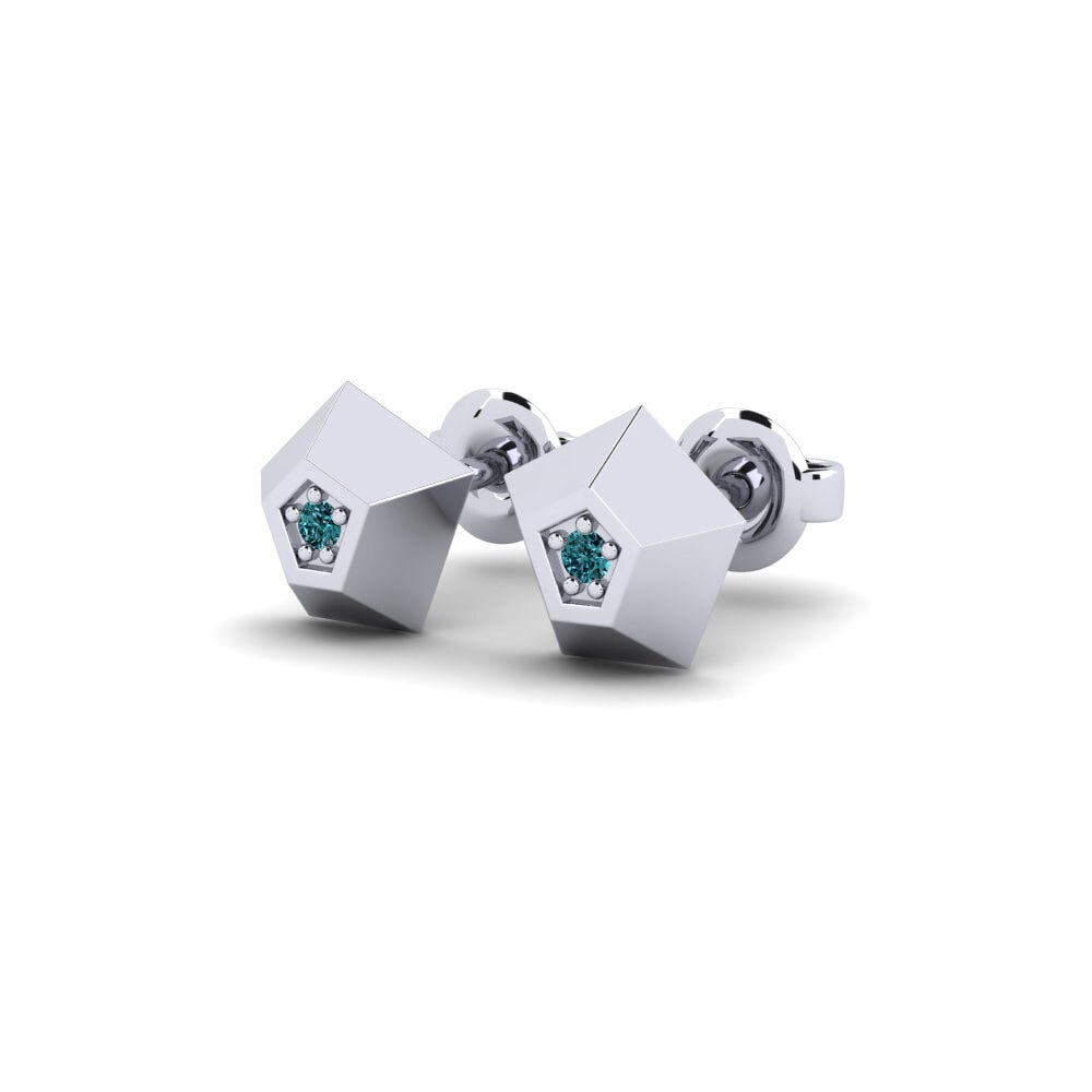 Platino Diamante Azul Pendiente de mujer Darknebulvg