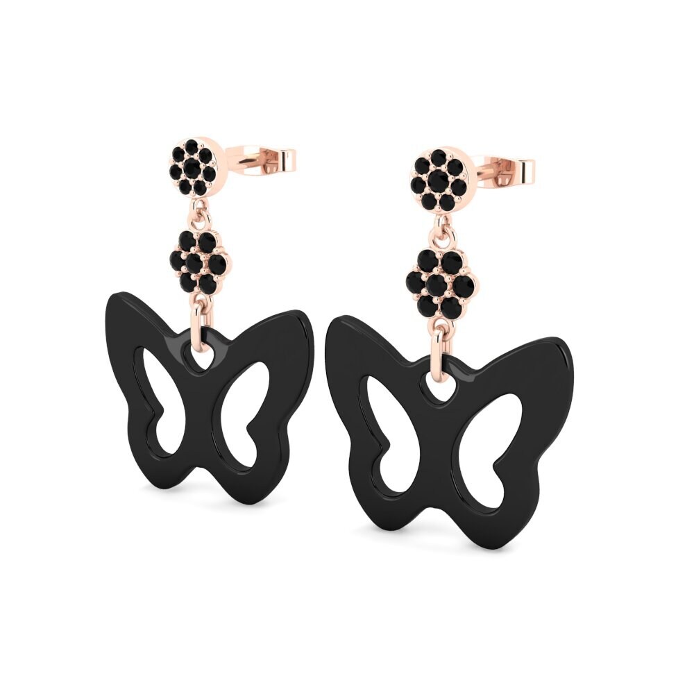 14k Oro Rosa Ónix Negro Pendiente de mujer Darosa
