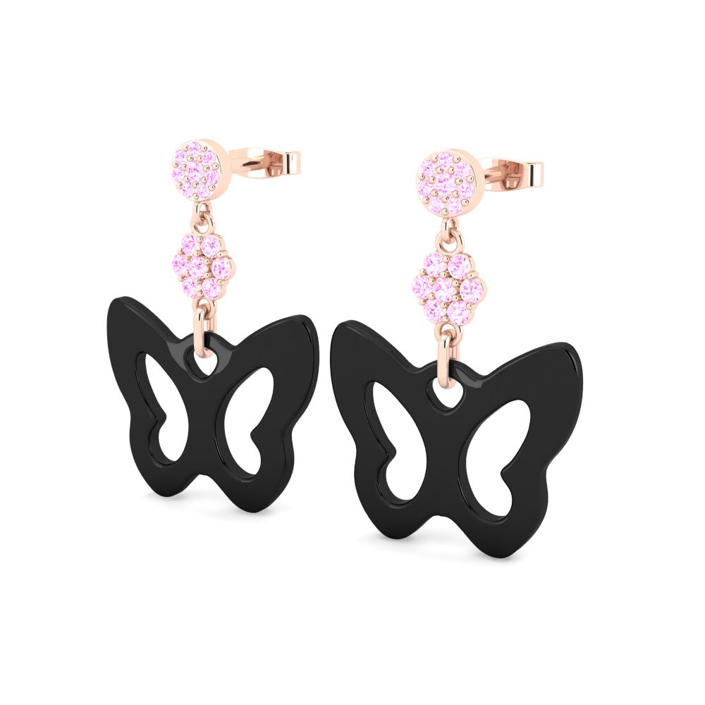 14k Oro Rosa Zafiro Rosado Pendiente de mujer Darosa