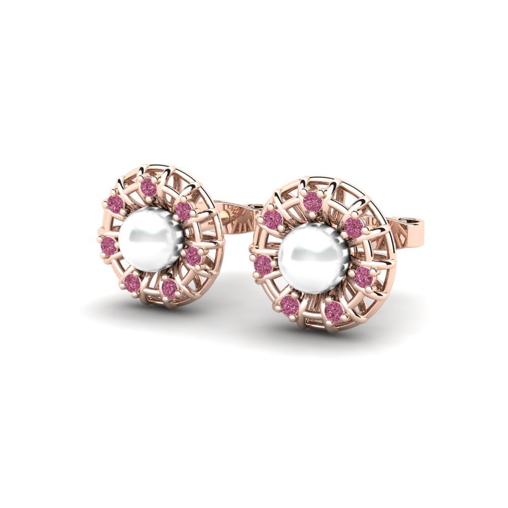 14k Oro Rosa Granate Rhodolite Pendiente de mujer Debonnaire